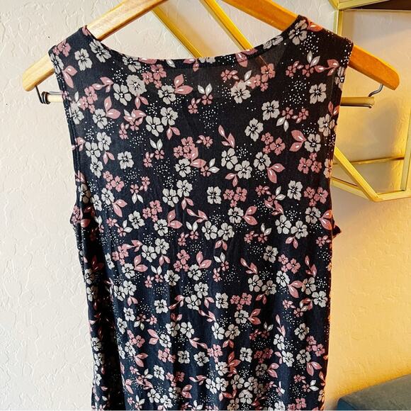 LOGO Layers Lori Goldstein tank tunic top dark floral womens size small S - Picture 6 of 7